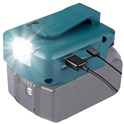 Adp05 Battery Adapter Converter for Makita 14.4V/18V with Type C & USB Phone Charger, for Makita 18V Power Source with DC Port Cordless LED Flashlight for Makita