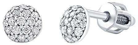 SILVEGO Damen Ohrringe aus 14 Karat 585 Weißgold Ohrstecker 5 mm mit klaren Zirkonia Brilliance Zirconia