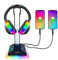 RGB Headphone Stand Gaming Headset Holder - Headphone Holder with 2 USB Chargers and 7 Light Modes for Gamers Gaming PC Accessories