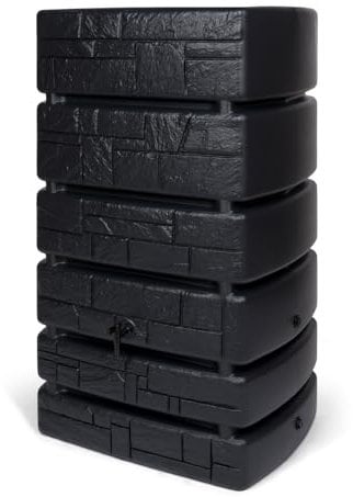 Kreher XXL Wassertonne Tower Stone mit Wasserhahn und Füllautomat. Tolle Stein Optik in Anthrazit, 500 Liter Nutzungsvolumen. Maße (BxTxH): 77,5 x 58,3 x 130 cm