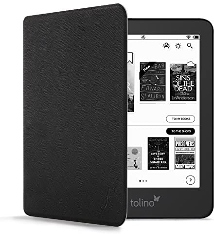 Forefront Cases Hülle für Tolino Shine 4. Generation (Modell: 2022) - Schwarz - Dünn und Leicht, Smart Auto Schlaf/Wach Schutz-Hülle (Tasche) für Tolino Shine 4. Generation