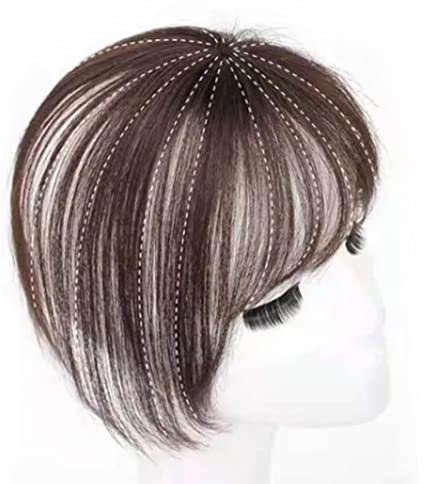 Clip in Bangs Hair Air Bangs Haarteil, Bangs Haarspange Lebensecht Gesichtskontur Verfeinern 3D Echthaar Pony Dunkelbraun