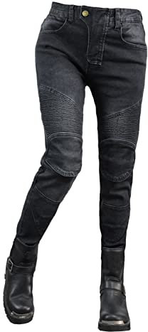 Pantalones vaqueros para mujer, ajustados, con protectores de rodilla y caderas, elásticos, ajustados, para moto, cargo