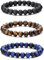 RANKEEF Perlenarmband Herren, 8 mm Perlenarmbänder Set, Stretch-Armbänder Herren, Verstellbares Schwarzes Kristall-Perlenarmband Perlen Armband Herren