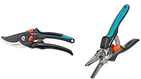 Gardena Gartenschere stufenlose Grifföffnung (8905-20), Schneid-Ø: 24mm (S-XL) & GripCut: Ernteschere aus rostfreiem Edelstahl mit cleverer Greiffunktion, 45 mm Klinge