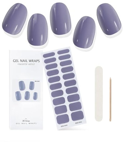 EBANKU Cured Gel Nail Strips, Gel Nail Strips Long Lasting Waterproof Real Nail Polish Strips Wraps Stickers with Cuticle Stick, Nail File, Nail Wipes & Sealing DIY Gel Nail Strips (BSS-0042)