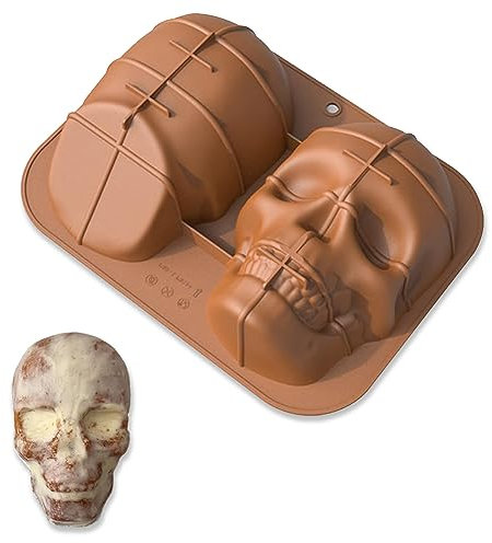 ZOOMPIL Große Totenkopf-Backform, Totenkopf Silikonform, 3D Totenkopf Kuchenform, Halloween Backform für Süßigkeiten, Schokolade, Gelee, Eiswürfel