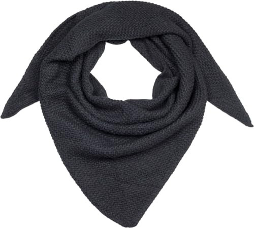 styleBREAKER Damen XXL Strick Dreieck Schal Einfarbig mit Reiskorn Strickmuster, Warmes Herbst Winter Maxi Dreieckstuch 01020048, Farbe:Schwarz