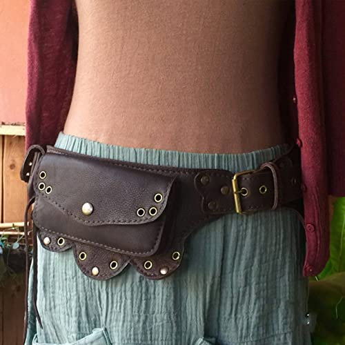 IBaLzi Wikinger-Leder-Hüfttasche, Steampunk-Festival-Taillengürtel, Reise-Handytasche, Gürteltasche, verstellbare mittelalterliche Ritter-Cosplay-Kostüm-Umhängetasche, viktorianisches LARP-Kostüm