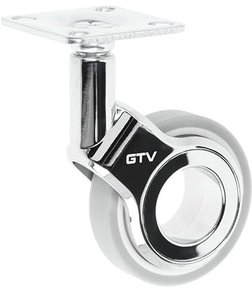 GTV - Möbelrollen GIRA | Lenkrollen | Rollen für Möbel | ohne Bremse | Durchmesser 60 mm | aus Kunststoff und Stahl | Verchromt + grau matt