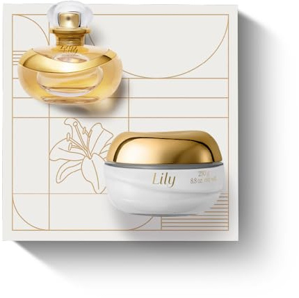 O Boticário Lily Coffret Set cadeau | Eau de parfum (75 ml) et crème hydratante pour le corps (250 g)