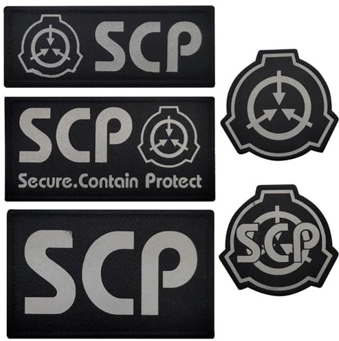 KANGDAWEI SCP Patch, Special Containment Procedures Foundation, Infrarot, reflektierend, taktische Militärabzeichen, bestickt, zum Aufnähen, Moral-Applikation mit Klettverschluss (5 Stück)