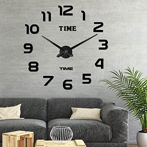 Comius Sharp Modern 3D Wanduhr Groß, DIY Rahmenlose Wanduhr Zum Aufkleben Clock, Geräuschlos Wandaufkleber Dekoration Geschenkidee für Küche Wohnzimmer Schlafzimmer Abnehmbarer (Schwarz 1)