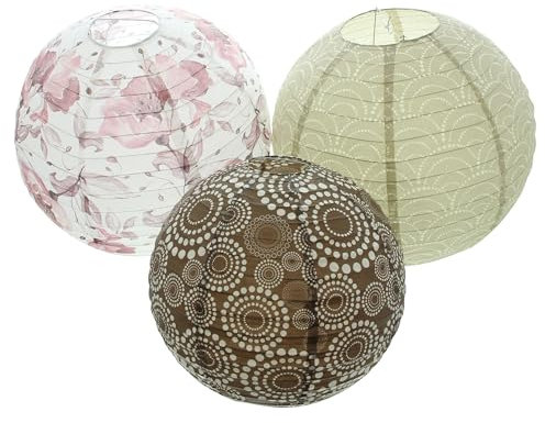 Lampion Harmony, 3er Set, Papier, Metall Maße: 1 x Ø 30 cm, 2 x Ø 40 cm, passenden Leuchtdraht Art. Nr. 22.139.2 gleich mitbestellen