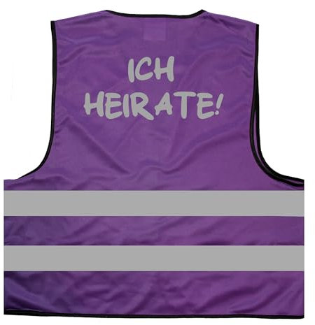 Ich heirate JGA 2024 Team Warnweste (Versus wir Saufen) Warnweste BZW. Signalweste mit reflektierendem Aufdruck - Größe L/XL, Lila