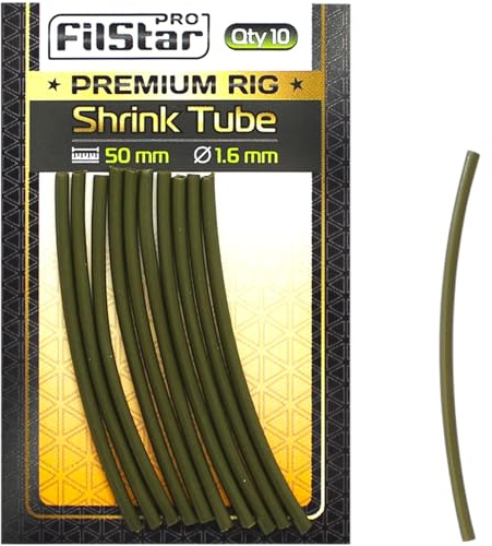 Pro FILSTAR Tubo Termoretractil de Pesca 10x50mm DIA1,6 mm - Carpfishing | Termorretractil - Mangas Antienredos per Alimentador - Manguito per Anzuelos de Pesca - Heat Shrink Tubing - Carpa