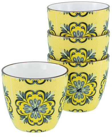 CreaTable, 21886, Serie Aladin, 4-teiliges Geschirrset für 4 Personen, Becherset aus Steinzeug, spülmaschinen- und mikrowellengeeignet, Qualitätsproduktion