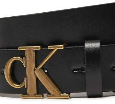Calvin Klein Damen Gürtel Mono Plaque Belt 30mm aus Leder, Schwarz (Black), 85 cm