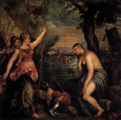 DTAUPREB Kits de pintura por números para principiantes, Tiziano, España, Succouring Religión, bricolaje, lienzo, pintura al óleo con pinceles de pintura, pigmento acrílico
