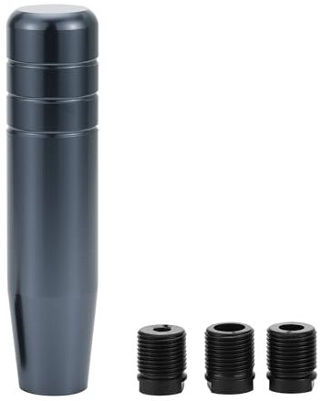A ABSOPRO - Pomo De Cambio Universal 13cm Palanca De Cambios Con 3 Adaptadores Para Vehículos Automáticos Y Manuales De Aleación De Aluminio Tono Titanio