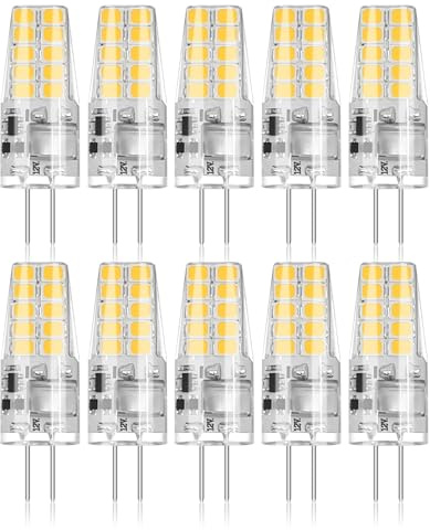 BUBO 10 Pack G4 LED Bulb 2W Equivalent 30W 3000K Warm White 250 Lumens 360°Beam Angle, T3 Halogen Bulb Replacement Landscape Bulbs, AC/DC 12V Led Lights G4 Bi-Pin Base for Outdoor Landscape Lighting