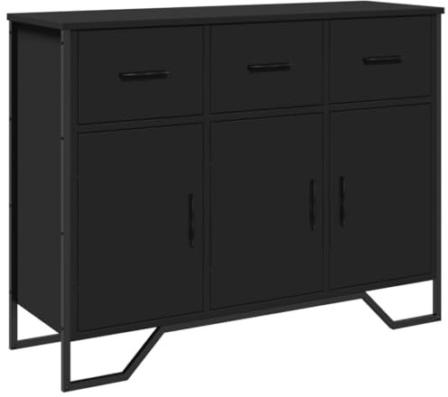 vidaXL Sideboard, Kommode mit Stauraum, Anrichte Schrank Metallbeine, Beistellschrank Mehrzweckschrank Highboard, Modern, Schwarz Holzwerkstoff