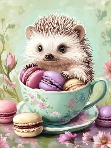 Bimkole DIY 5D Diamond Painting Kits Zubehör Igelbecher, Kekstier Diamant Malerei Kit Voll Runde Bohrer Malen nach Zahlen Malerei Stickerei Kreuzstich Diamond Dekoration 30x40 cm