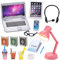 15Pcs Dollhouse Miniature Laptop Computer Tablet Phone Lamp Book Glasses Coffee Headset Simulation Accessories Age 6+ 1/12 1/6 Toy Pad Play Set Fits Barbie Doll Girl Mini Drink Party Office (A)