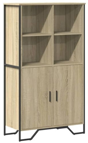 vidaXL Highboard, Hochschrank mit Stauraum Griffen, Sideboard für Wohnzimmer Schlafzimmer, Beistellschrank Kommode, Sonoma-Eiche Holzwerkstoff