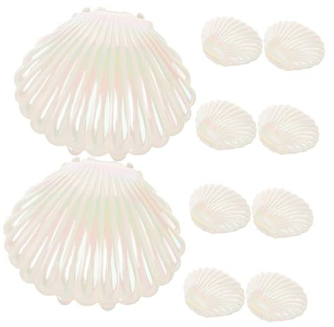 BELLIFFY 10 Pièces De Bijoux Plat Porte-bijoux Plateau De Figurines Plat De Bijoux Bol à Bijoux Coquillages Pour Les Enfants Plat D'anneau De Coquille Plastique Blanche