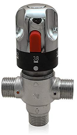 vinnyooc Miscelatore termostatico, valvola di miscelazione a 3 vie, valvola di miscelazione per acqua calda fredda, G1/2, miscelatore per acqua industriale, 20-55°C, protezione contro scottature, 10