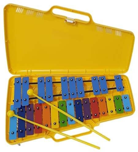 ROCKSTAR - Carrillón Xilófono Metalofono 25 Teclas Metálicas AG-25N3 Angel 1021, Glockenspiel con Estuche, Instrumento Musical supervisado por un adulto