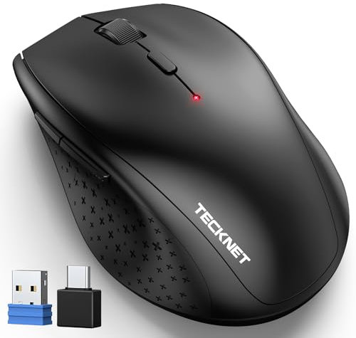 TECKNET Kabellose Maus mit USB-C Adapter, 4800 DPI 2.4G Funkmaus mit USB Empfänger, 30 Monate Batterielaufzeit, Optical Tracking, Wireless Maus mit 6 Tasten für PC Laptop Windows Mac MacBook Linux
