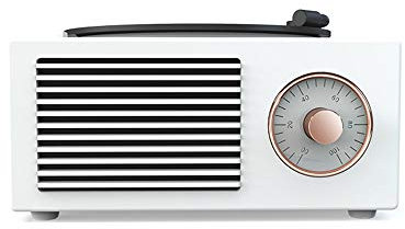 MRKU Bluetooth-Lautsprecher Mini Kreatives Geschenk Vinyl-Phonograph Home Mini-Karte Kleine Stereoanlage Retro Rosa Grün Weiß, Weiß