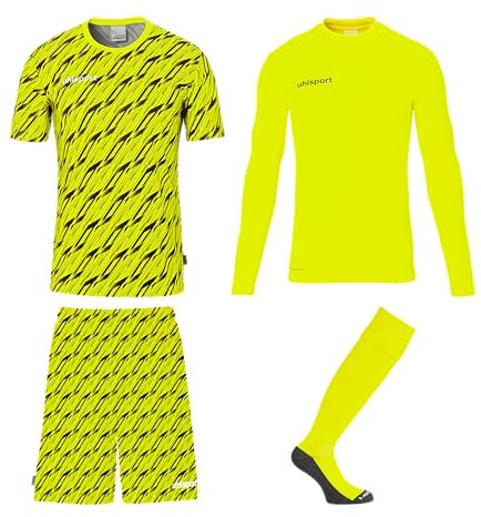 uhlsport Fußball Unisex Torwart Set - Progressive Trikotset - komplettes Torwart-Set bestehend aus Shirt, Baselayer, Hose und Stutzen - Trikot-Set für Kinder und Erwachsene