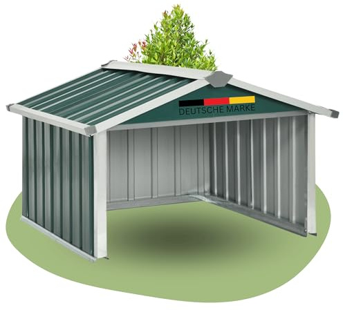 DELUKE® Mähroboter Garage aus Metall - 92x97x63cm | Dach Carport Überdachung für Rasenmäher Rasenroboter Garten Mährobotergarage Regenschutz für Rasenmäher, Grün