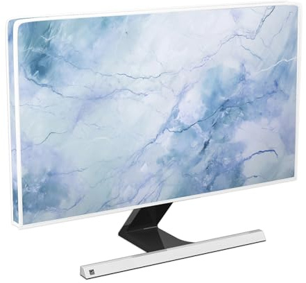 Baocicco Fashion Haze Blue Marble Computer Monitor Dust Cover 22, 23, 24, 25 Inch Full Body Cover for Computer Screen Panel Case Computer Sleeve Compatible with iMac 24, 22-25 PC, Desktop and TV