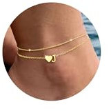 TINGN Fußkettchen für Damen, 14K Gold Vergoldet Herz Fussketten für Frauen Wasserfest Fußkettchen mit Buchstaben J Sommer Strand Teenager Mädchen Schmuck Personalisierte Fußkette für Frauen Mädchen
