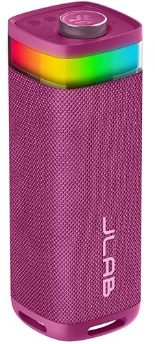 JLab JBuds Party Altavoz Bluetooth Portátil con 12+ Horas de reproducción - Altavoz Inalámbrico 30W para Exteriores y Viajes con Luces RGB y Audio Potente, Resistente al Agua IP56, Mora