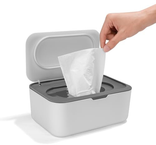 Feuchttücherbox, Feuchttücher Box Mit Deckel für Erwachsene Feuchtes Toilettenpapier Box Nachfüllbare Box für Feuchttücher Feuchte Tücher Box für Küche, Bad, Büro, Grau