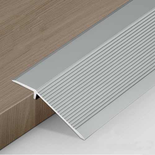 Aluminum Floor Transition Strip Floor Reducer Suitable for Door Opening Threshold Ramp Tile Laminate (Matte Silver)