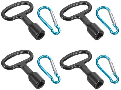 QUARKZMAN 4 clés triangulaires pour poubelle, en métal noir avec porte-clés bleu clair, pour compteurs d'eau et d'électricité