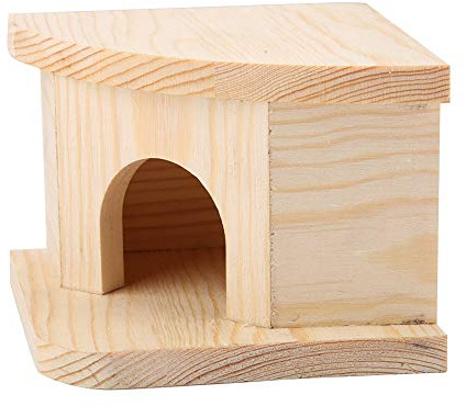 KIMISS Holzhaus für, Hamster Ziergegenstände Kleines Natürliches Hamsterbett Kabine Tier Warmes Lebensraum Dekortiere Schutz Mäuse und