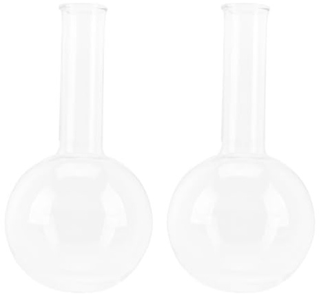Garneck 2pcs 250ml Glass Round Bottom Flask Narrow Neck Boiling Flask Laboratory Glassware for Experiments Chemical Reaction Supplies Science Research Education