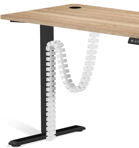 Kabelführung für Schreibtische, 130cm Kabelführung eckig mit Verstellbaren Magnetblöcken für Höhenverstellbarer Tisch, Kabel-Organizer unter dem Schreibtisch, Flexibel Kabelkette Kabelschlange (Weiß)