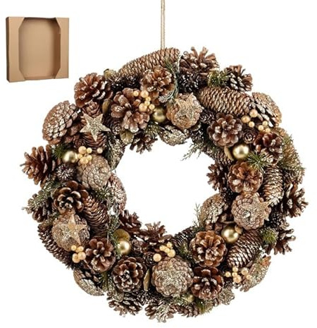Mica Decorations Brant Weihnachtskranz mit Tannenzapfen - H9 x Ø45 cm - Braun