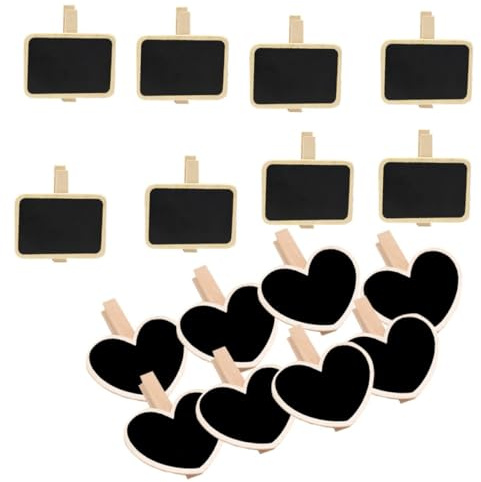 PRETYZOOM 16 Stück Teiliges Holz kreidetafel Rechteckigen und Herzförmigen Message Boards Wiederbeschreibbar Vielseitig für Tischdekoration Mitteilungen Memo und Partybeschriftung Tragbar