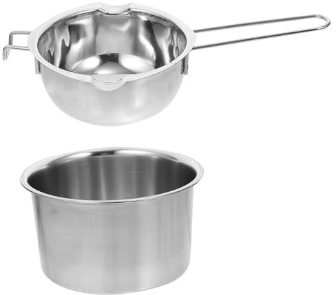 Double Boiler Chocolate Butter Candy Melting Pot 600ml Stainless Steel | Ergonomic Handle, Silver Finish, Cooking and Restaurant Use, Wax Melting Option