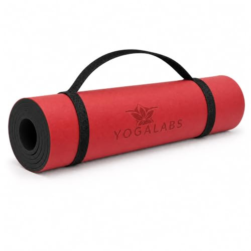YOGALABS Yoga Matte ECO TPE rutschfest, 185 × 60 cm, 6 mm | Leichte Gymnastikmatte mit Tragegurt und angenehmer Dämpfung – als Fitnessmatte für Pilates, Training, Studio & unterwegs