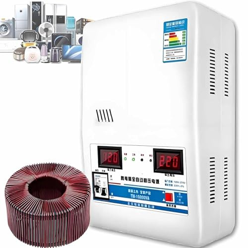 SHENGSHIYU Estabilizador Voltaje Ultrabajo 220V,6800W/15000W/30000W,Estabilizador Voltaje Potencia Completamente Automático,Pantalla Voltaje Doble Pantalla Digital 6800W